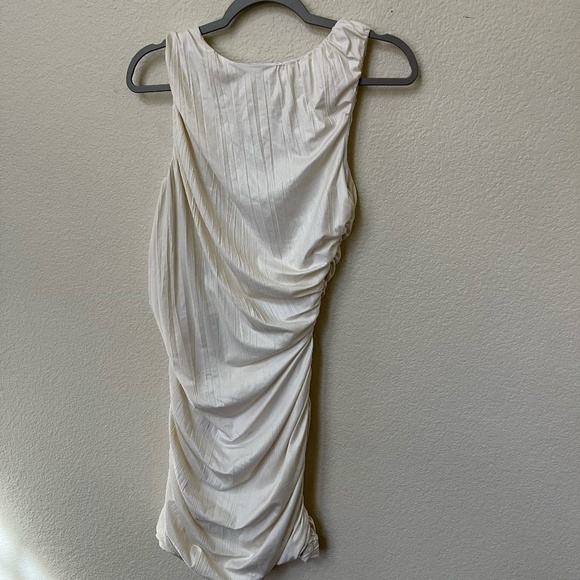 BOSTON PROPER | Ruched Sleeveless Cocktail Dress in Cream Ivory | Size 8 - Picture 6 of 10